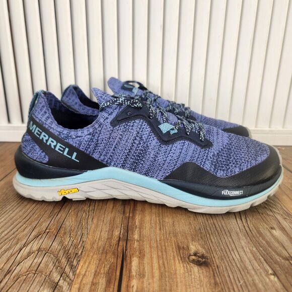 Merrell MAG-9 Womens Sz 9.5 Purple Black Knit Vibram Trail Running Shoes J16564 - Picture 1 of 7
